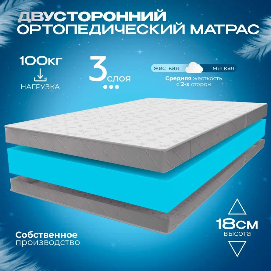 VITAFLEX Матрас Беспружинный матрас 115x195 см ортопедический Vitaflex Anatomic Soft 17Sk, пенополиуретан, #1