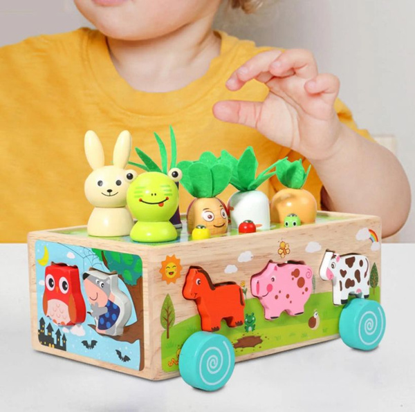 Деревянный сортер тележка Монтессори 4 в 1 - купить с доставкой по ...