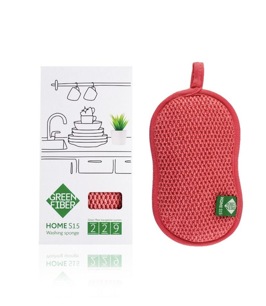 Характеристики Губка для мытья посуды Green Fiber HOME S15, коралловая ...