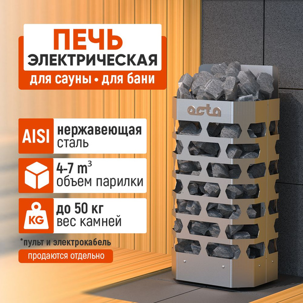 Печь электрическая 4кВт (электрокаменка) для сауны и бани СТЭН Octa ...