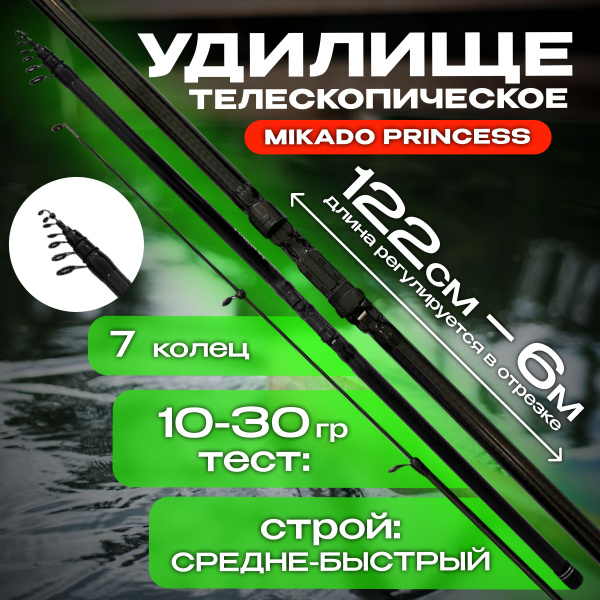 Удилище Бобёр микадо_черный_ Mikado Princess 4м, от 10 гр купить по ...