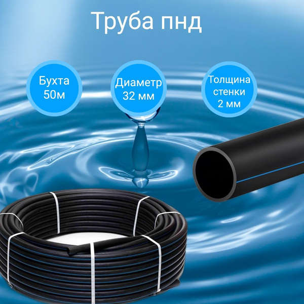 Труба ПНД 32мм 50м для водоснабжения (толщина стенки 2 мм) - купить по ...