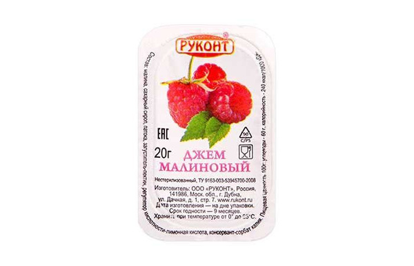 Джем фруктовый порционный "Малина", 140 шт х20г, Руконт - купить с ...
