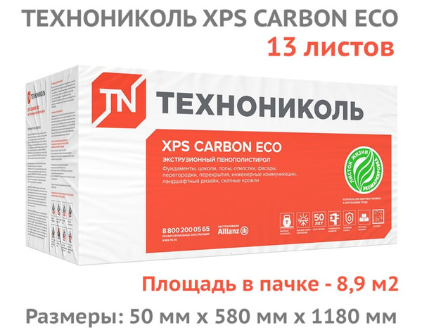 ТЕХНОНИКОЛЬ CARBON ECO 50 мм (13 листов) утеплитель экструзионный ...