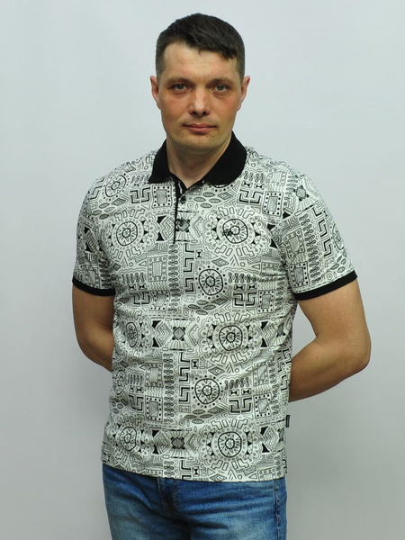 Поло Caporicco, размер 52, цвет белый, черный, 100% хлопок - купить по ...