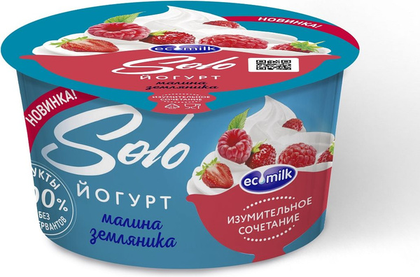 Йогурт Экомилк Соло 4,2 %, с малиной и земляникой, 130 г - купить с ...