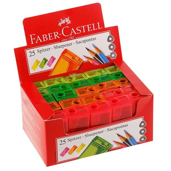 Точилка пластиковая Faber-Castell,1 отверстие,контейнер,25 шт. - купить ...
