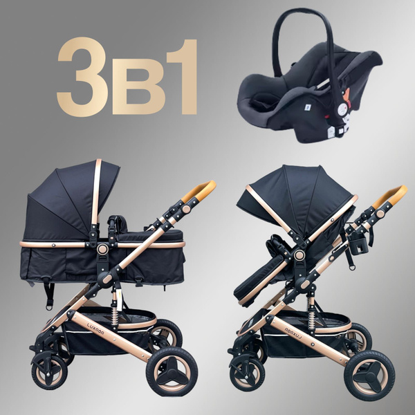 Коляска-трансформер 3в1 Luxmom 530W, коляска для новорожденных , черная ...