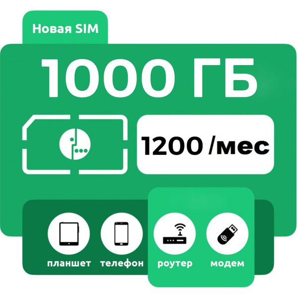 SIM-карта Симкарта Мегафон тариф безлимитный 1000 гб для 4g модема wifi ...