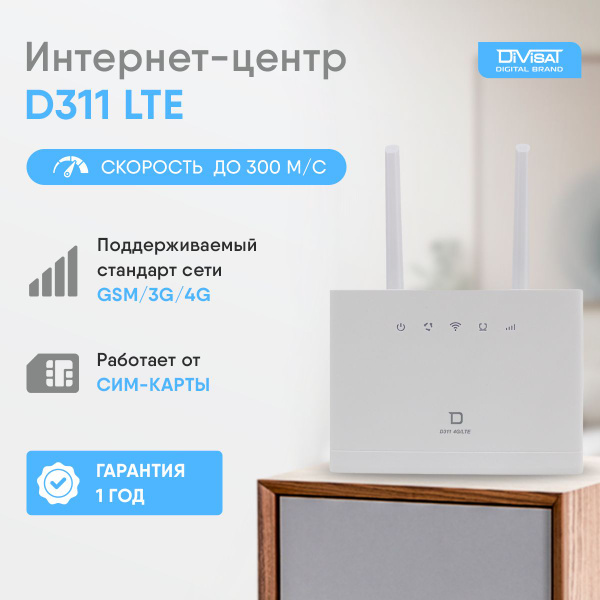 Роутер DIVISAT Интернет-центр D311, белый, 2.4 ГГц купить по низкой ...