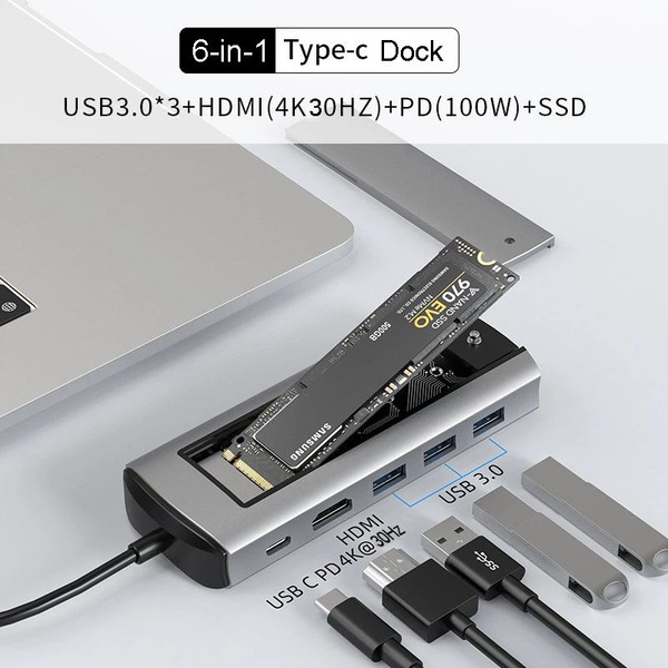 Док-станция для Macbook Pro Air M1 M2 SSD, USB C HUB, функция хранения ...