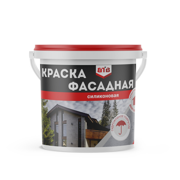 Краска ВТВ фасадная силиконовая Гладкая, Акриловая, Матовое покрытие ...