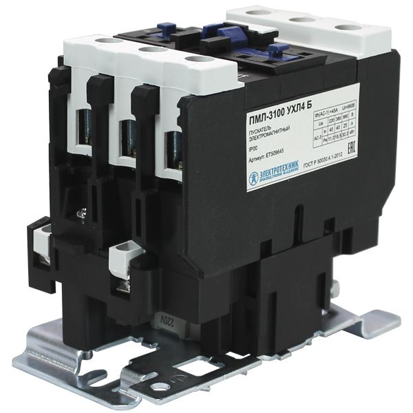 Пускатель электромагнитный ПМЛ-3100 УХЛ4 Б, 220В/50Гц, 1р+1з, 40А ...