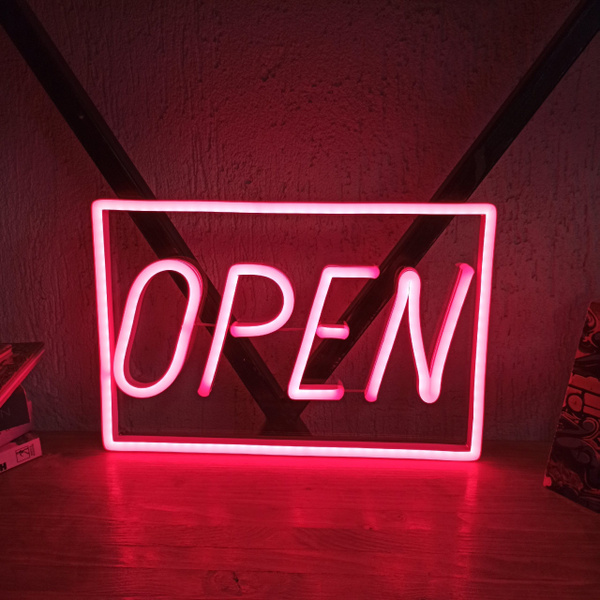 Неоновая вывеска Elmarto Open, 30х20 см, красная - купить с доставкой ...