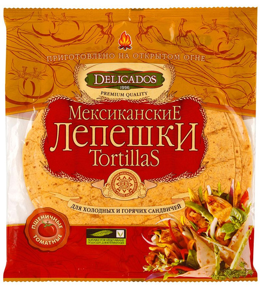 Delicados Лепешки мексиканские Tortillas томатные, 6 шт, 400 г - купить ...
