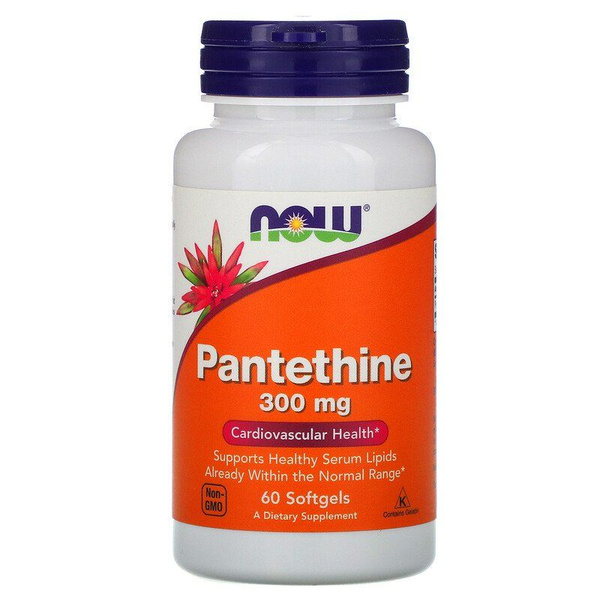 Now Foods Pantethine (Пантетин, Витамин B5) 300 мг. 60 растительных ...