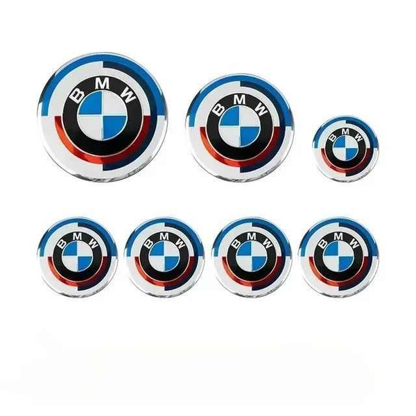 Набор юбилейных значков BMW на руль/капот/багажник и колеса автомобиля ...