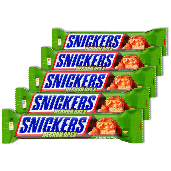 Шоколадный батончик Snickers (Сникерс) Лесной орех, 81 г, 5 шт ...