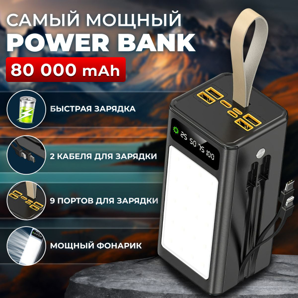 Внешний аккумулятор (Power Bank) Мощный повербанк 50000 mAh портативный ...