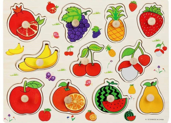 Пазл вкладыш Монтессори деревянный для детей фрукты (развивающая ...