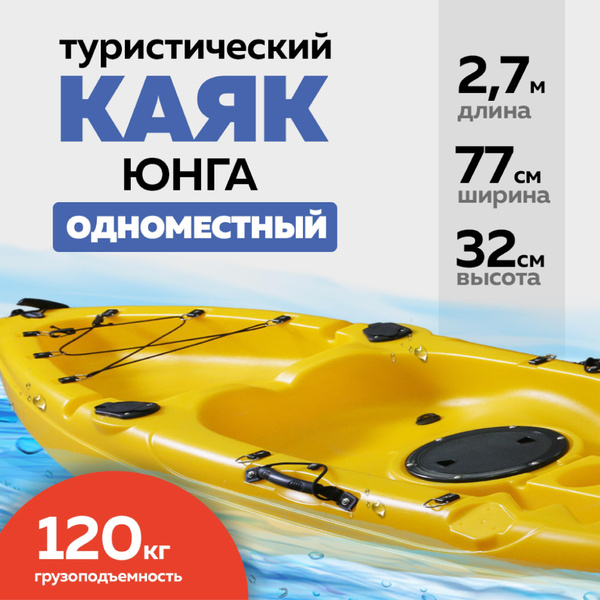 Юнга каяк 1-местный 275x77x32 см, жёлтый, LDPE пластик - купить с ...