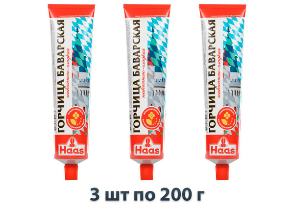 Горчица Haas Баварская пикантно-сладкая, 3 шт по 200г - купить с ...