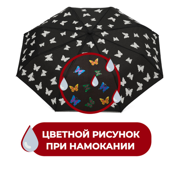 Зонт Raindrops, 3 сложения, черный купить по низкой цене в интернет ...