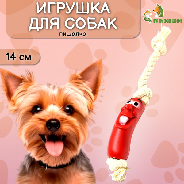 Игрушка Веселая сосиска на веревке для собак, 14 см - купить с ...