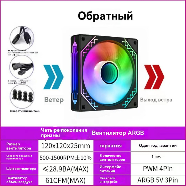 Вентилятор для корпуса-ARGB-120MM-Вдув-черное 1PCS - купить кулер по ...