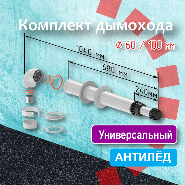 Комплект коаксиального дымохода 60/100 мм К (1040) для котла Sanier ...