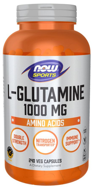 NOW sports L-Glutamine 1000mg, Л Глютамин, 240 растительных капсул ...