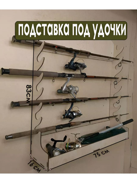 Стойка для хранения удочек горизонтальная на стену в гараж - купить по ...