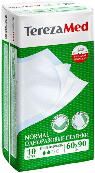 Пеленки впитывающие одноразовые TEREZA MED Normal 60x90см, 10шт ...