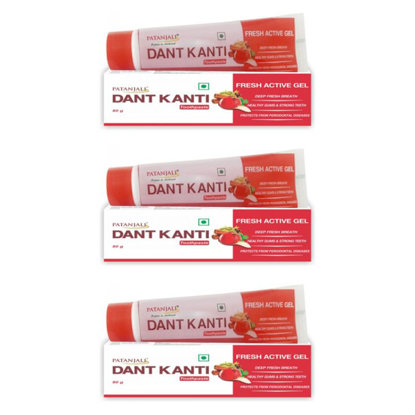 Patanjali Зубная паста-гель, Dant Kanti, Fresh Active Gel Toothpaste, с ...