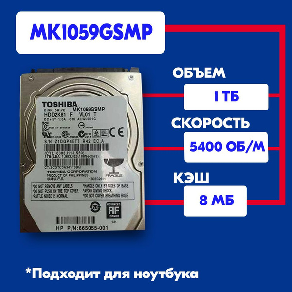 1 ТБ Внутренний жесткий диск Toshiba MK1059GSMP (MK1059GSMP) - купить ...
