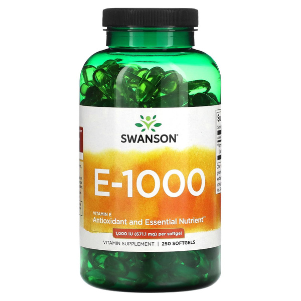 Натуральный Витамин Е, 1000 МЕ (671 мг), 250 мягких таблеток Swanson ...