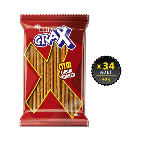Соломка соленая Eti Crax Классические палочки с солью, 34 уп по 40 г ...