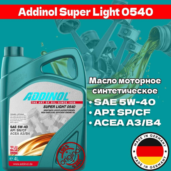 Масло моторное ADDINOL 5W-40 Синтетическое - купить в интернет-магазине ...
