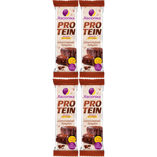 Батончик Racionika Protein Шоколадный брауни 45 г, набор: 4 штуки ...