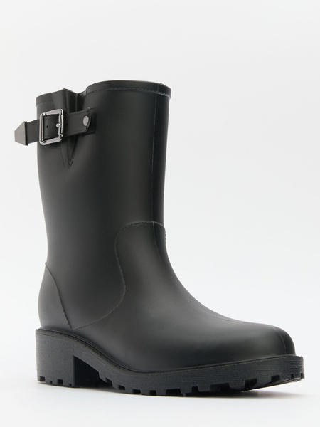 Сапоги резиновые Женский TENDANCE, размер 39 W (широкая) черный ПВХ ...