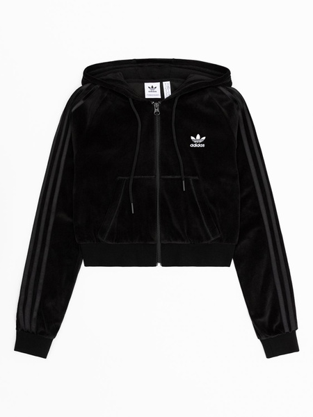 Adidas velvet cropped hoodie sale