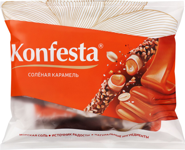 Конфеты КОНФЕСТА с начинкой соленая карамель, глазированные, 180г ...