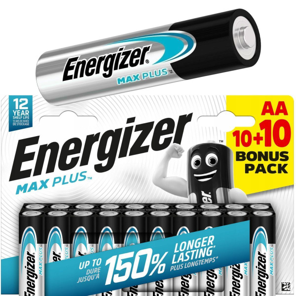 Батарейки АА ENERGIZER LR6 MAX PLUS, пальчиковые алкалиновые 20 шт ...