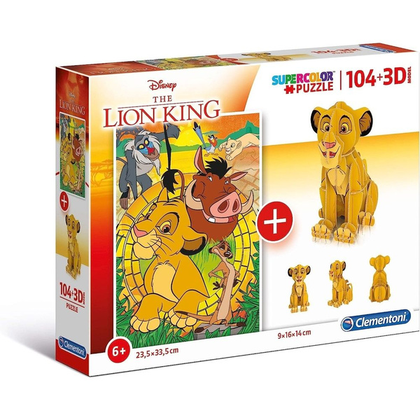 Пазл Clementoni "Disney", Король Лев, 3D, 104 элемента, в коробке ...