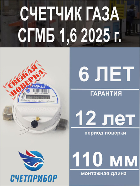 Счетчик газа малогабаритный бытовой СГМБ-1,6 2025 г. купить на OZON по ...