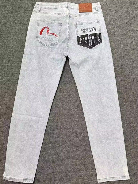 Джинсы Мужской, Женский Evisu серый Джинс, размер 28 прямой Молния ...