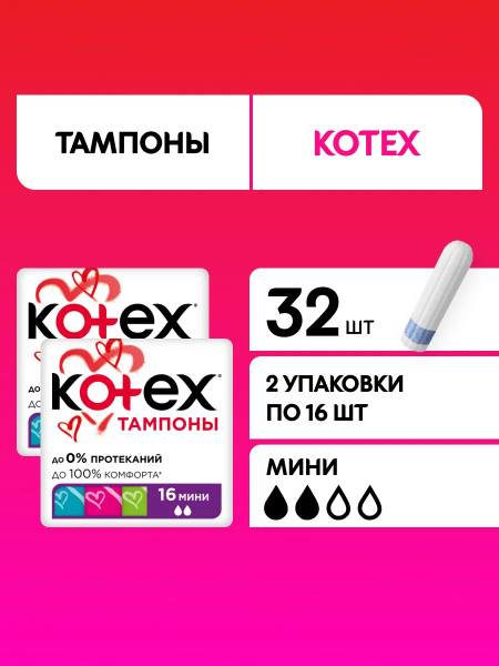 Тампоны женские Kotex Мини 2 капли, 32 шт купить на OZON по низкой цене ...