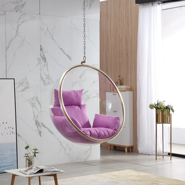 Подвесное кресло Bubble сhair (Бабл) прозрачное_Белый, 106х65х106 см ...