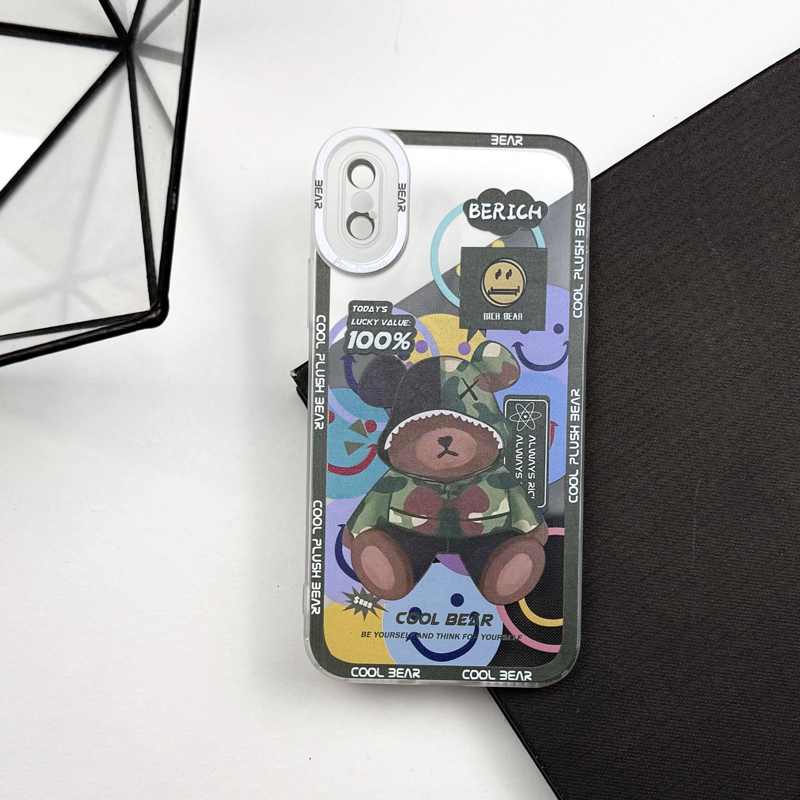 ЧехолдляiPhoneX/XSПринтclearframeprintcase"coolbear"D1