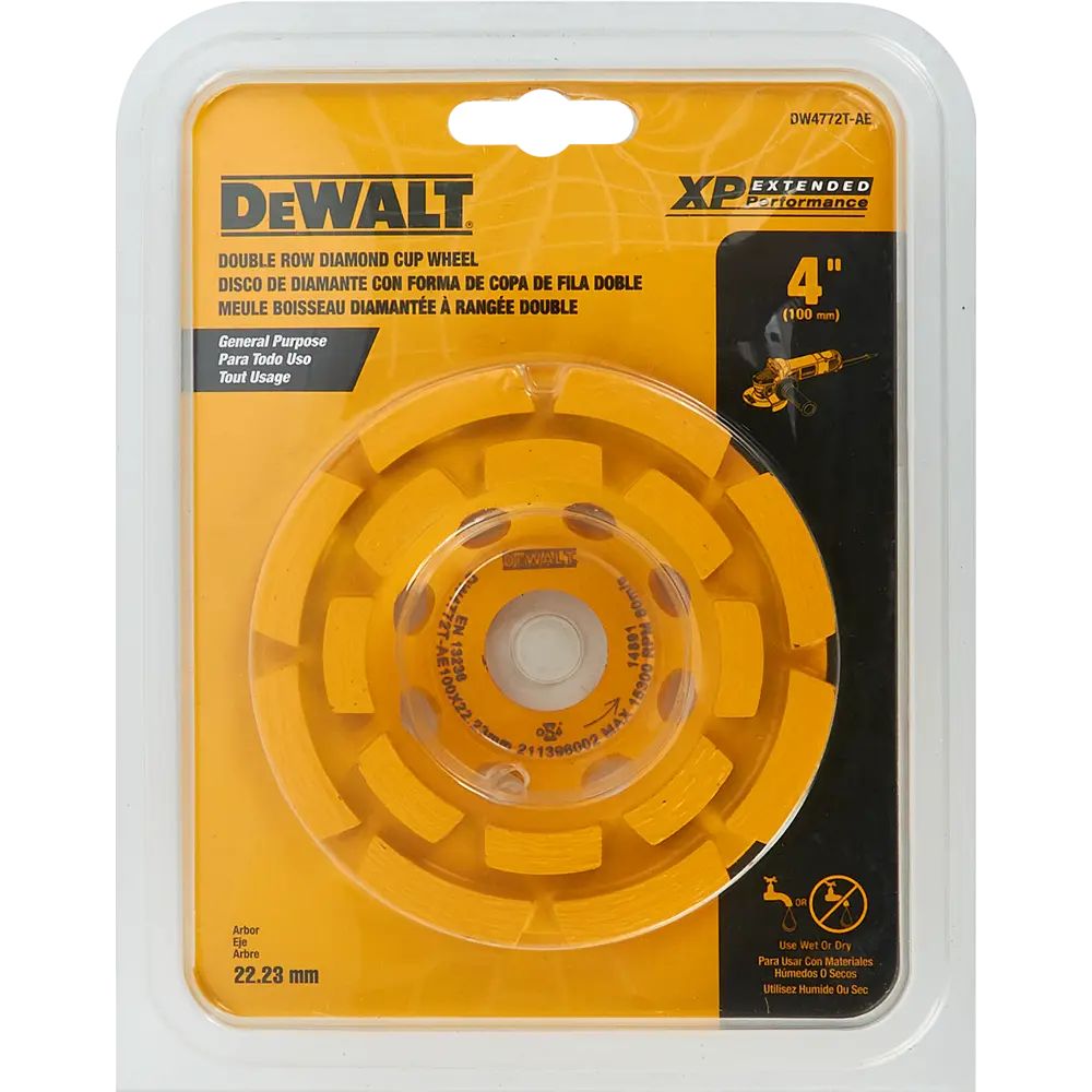 ЧашкаалмазнаяDeWalt100*22,2мм(двухрядная)DW4772T-AE